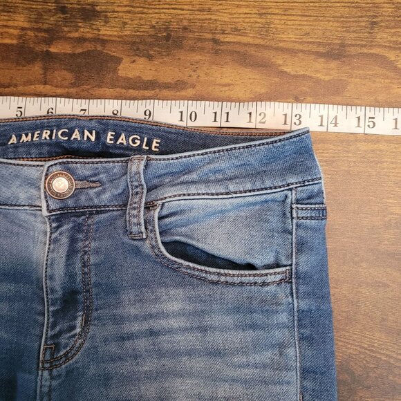 American Eagle Jeans 2 R Super Stretch Low Rise Jegging Ripped - Picture 8 of 13